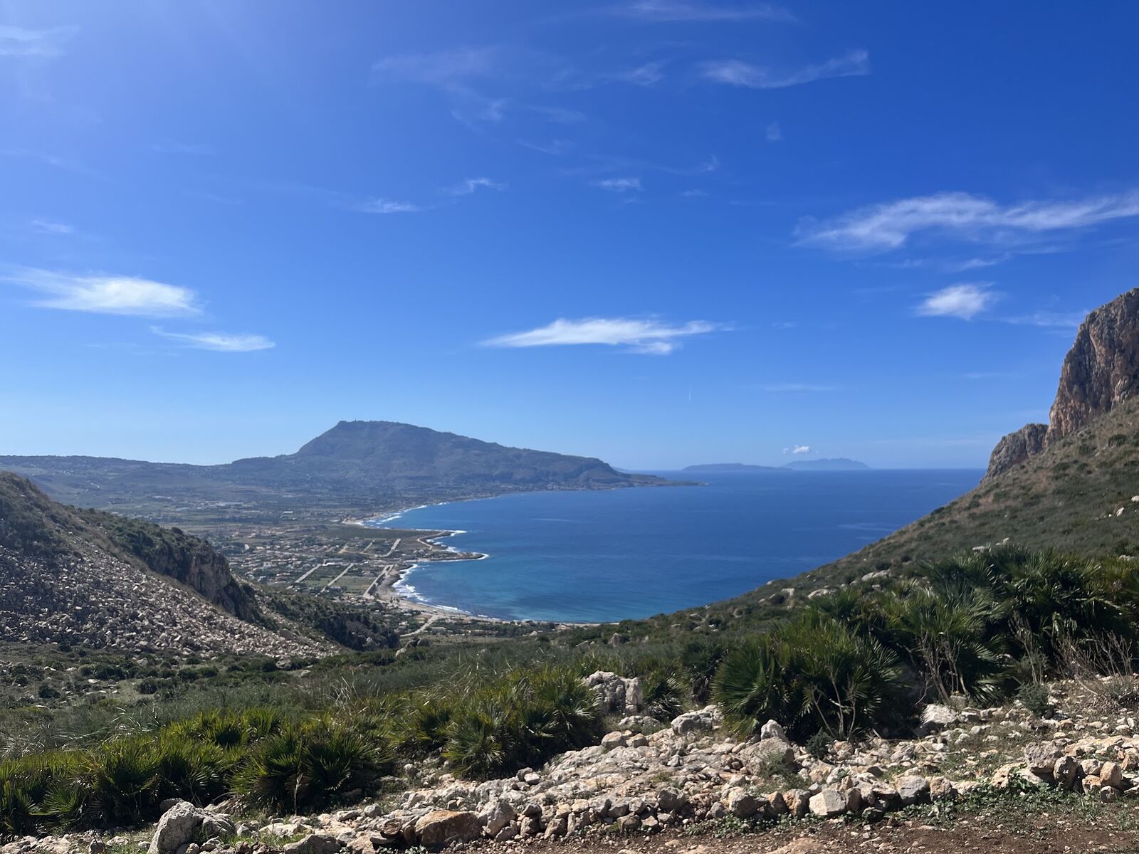 Sweeping view over the Gulf of Bonagia toward Monte Cofano